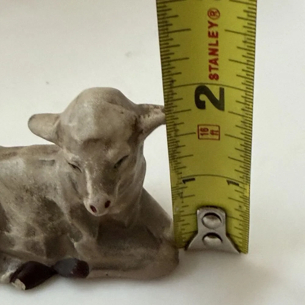 Vintage Japan Nativity Lamb Sheep Figurine Lying Down 2.75”Lx2”H Hand Painted